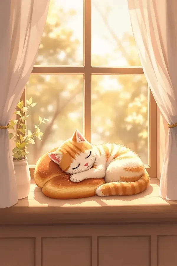 面包和猫 封面海报，治愈动漫